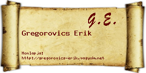 Gregorovics Erik névjegykártya
